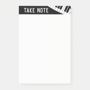 "Take Note" Musical Piano Black and White Post-it Notes