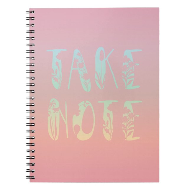 "Take Note" Pastel Pink Rainbow Notebook (Front)