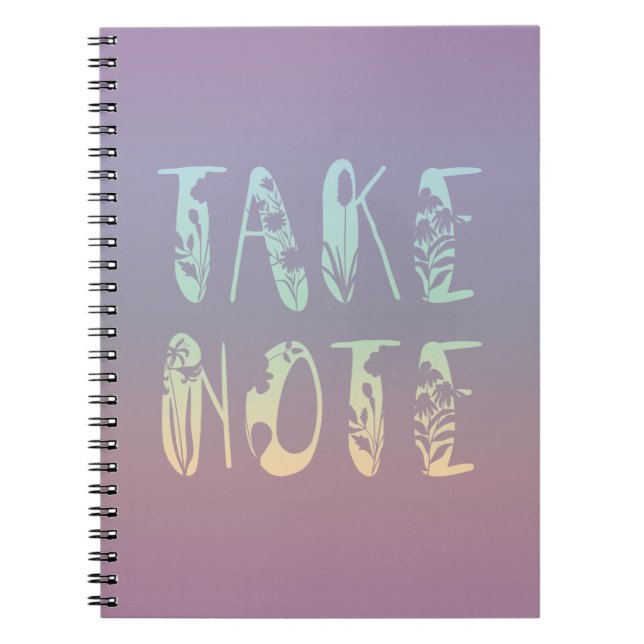 "Take Note" Pastel Purple Rainbow Notebook (Front)