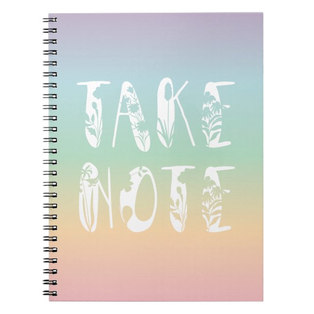"Take Note" Pastel Rainbow Notebook (Front)