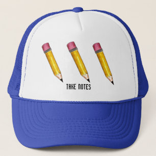 Take Notes Sharp Yellow #2 Pencil School Teacher Trucker Hat