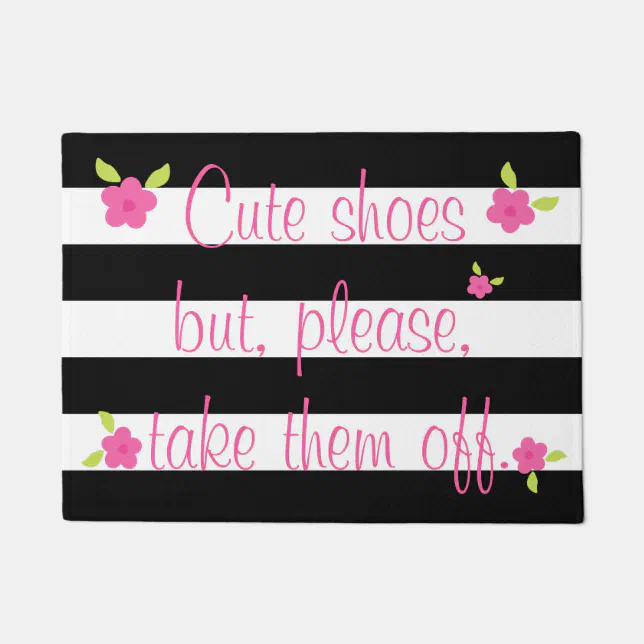 Take off Your Shoes Striped Doormat Zazzle
