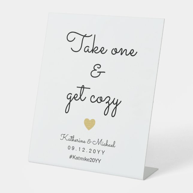 Take One and Get Cozy Winter Wedding Favor Sign  (Front)