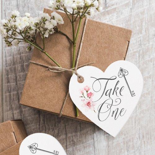 Take One Elegant Script Vintage Key  Florals Favor Tags