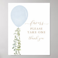 Take One Favors Sign Blue Balloon Baby Shower