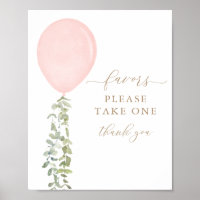 Take One Favors Sign Pink Balloon Baby Shower