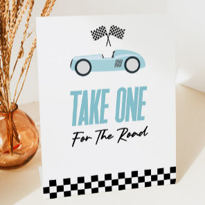 Take One For The Road Red Race Car Favors Pedestal Sign