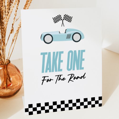 Take One For The Road Red Race Car Favors Pedestal Sign