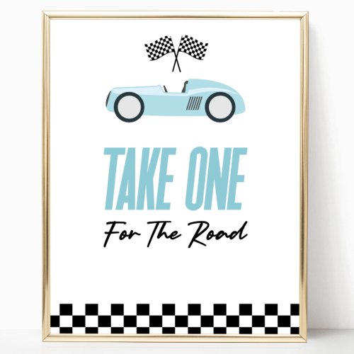 Take One For The Road Red Race Car Favors Sign