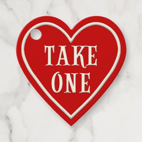 Take One Red Heart Personalized Valentines Day Favor Tags