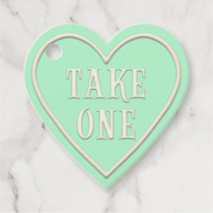 "Take One" Tea Party Green Heart Personalized Favor Tags