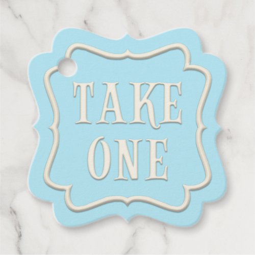Take One Wonderland Tea Party Blue Personalized Favor Tags