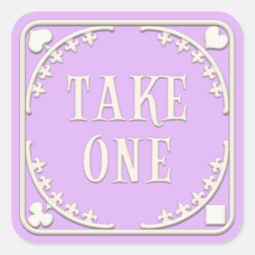 Take One Wonderland Tea Party Charming Purple Square Sticker