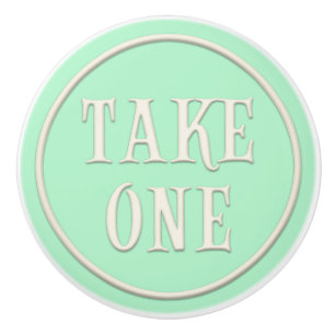 "Take One" Wonderland Tea Party Pastel Green Ceramic Knob