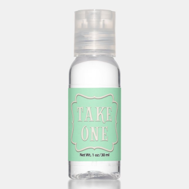 "Take One" Wonderland Tea Party Pastel Green Hand Sanitizer (Front)