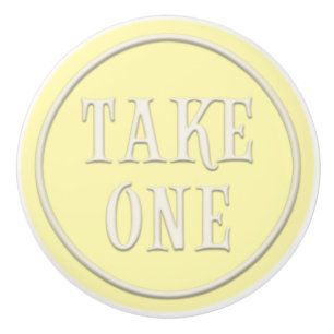"Take One" Wonderland Tea Party Pastel Yellow Ceramic Knob