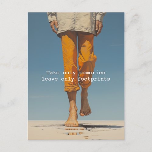 Take only memories leave only footprints postcard