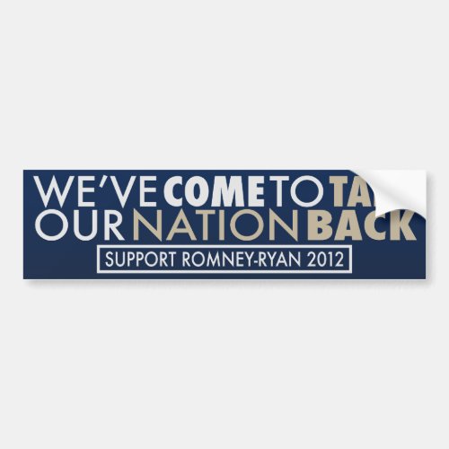 Take Our Nation Back Romney_Ryan Blue Auto Decal