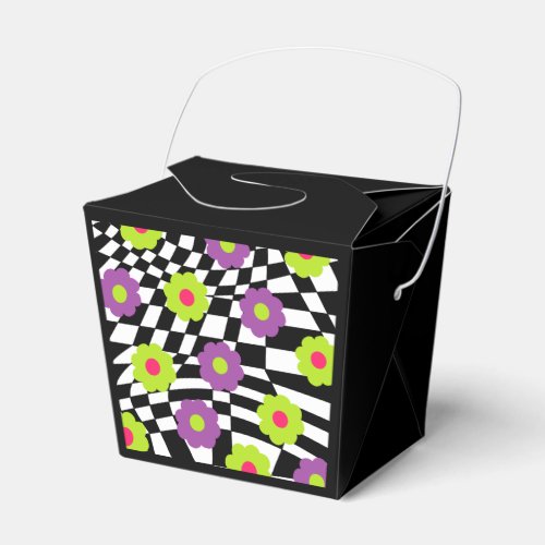 Take Out Party Favor Box With Checkers  Flowers