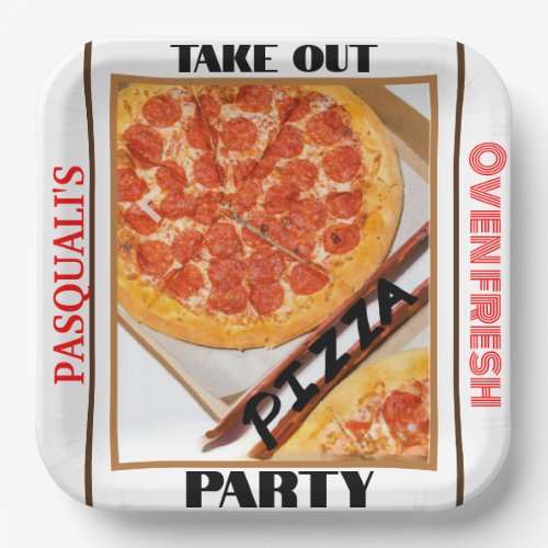Take Out Pizza Party NAME Paper Plates