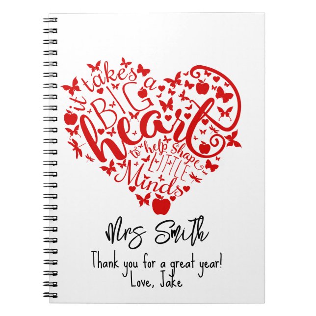 take s big heart Teacher Apple thank you notebook (Front)