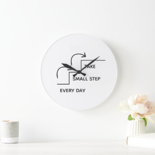 Take Small Steps Every Day – Minimalist Motivation Large Clock
