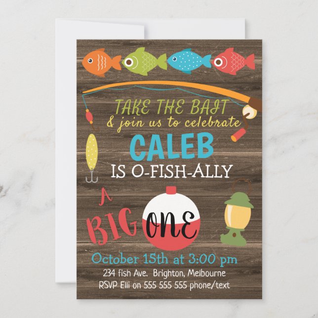 Take The Bait A Big One 1st Birthday Invitation (Front)