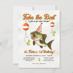 Take the Bait Fishing Birthday Party Invitation | Zazzle