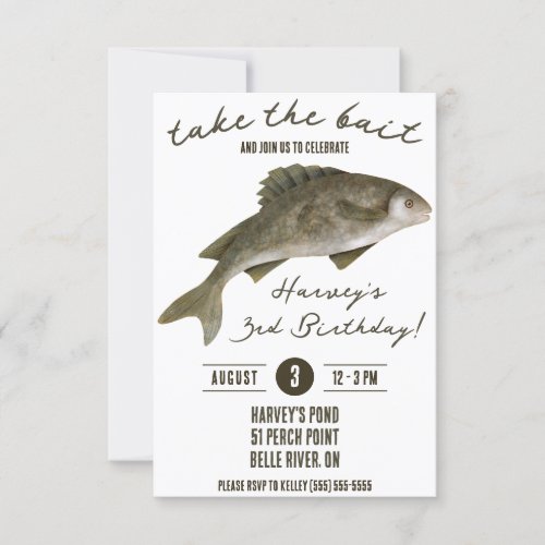 Take the Bait Fishing Themed Birthday Party Invitation