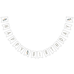 Take the Bait, Fishing Themed Happy Birthday Decor Bunting Flags