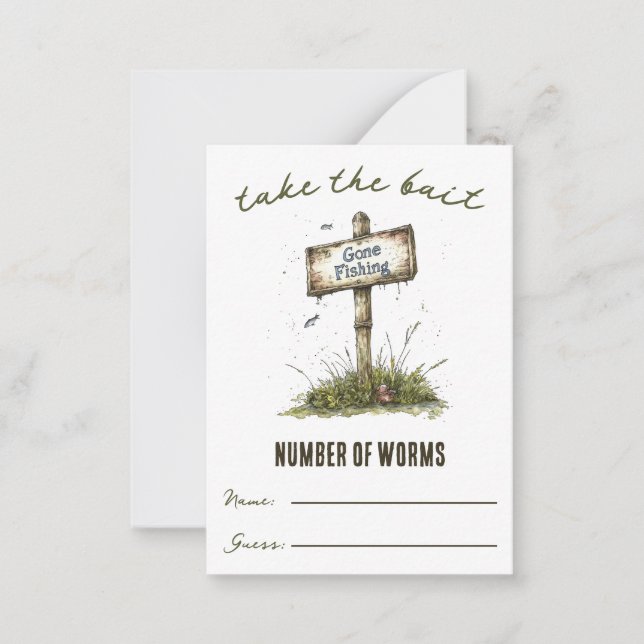 Take the Bait!  Worm Guessing Game Note Card (Front)