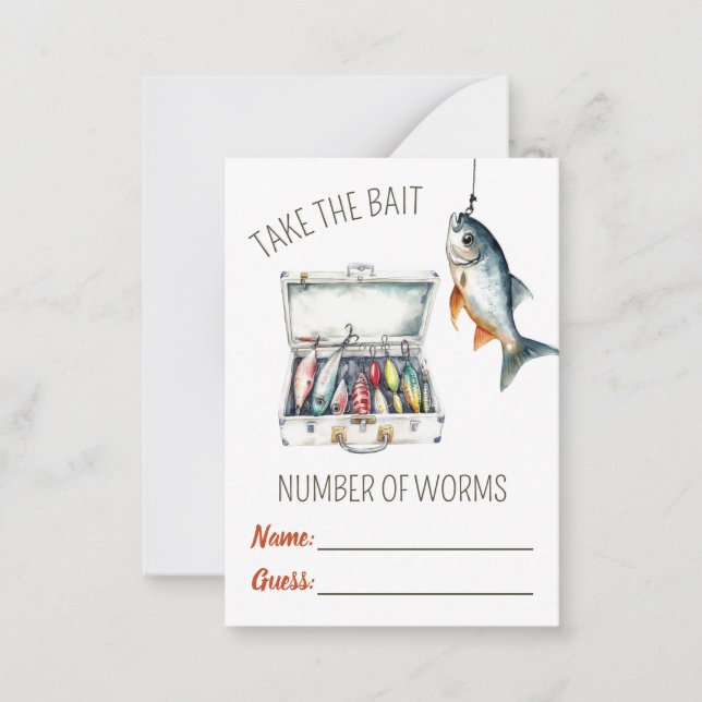 Take the Bait!  Worm Guessing Game Note Card (Front)