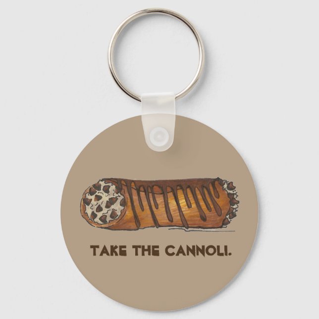 Take the Cannoli Italian Chocolate Chip Pastry Keychain (Front)