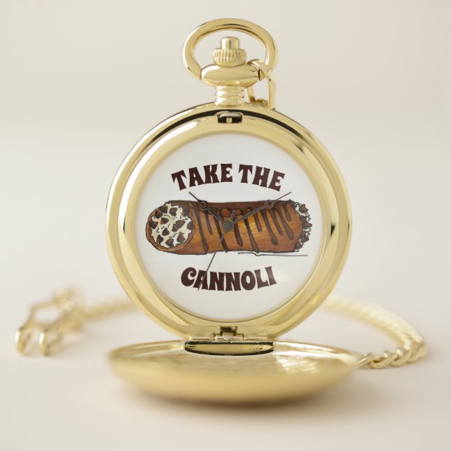 Take the Cannoli Italian Chocolate Chip Pastry Pocket Watch (Inside)