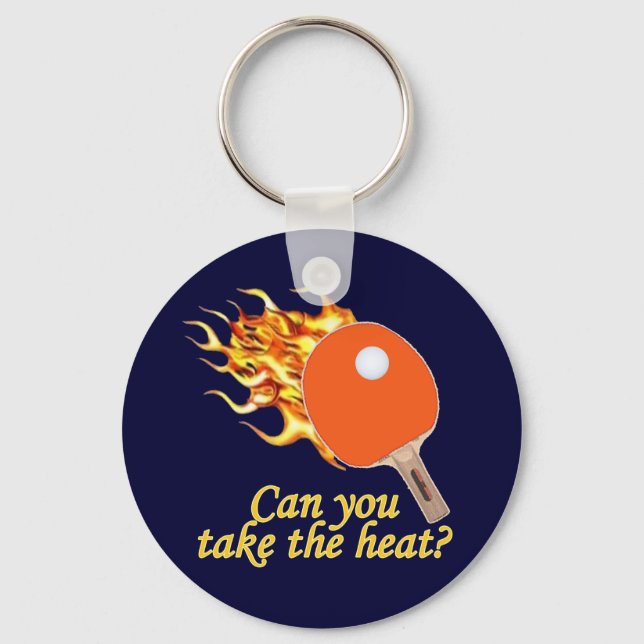 Take the Heat Flaming Ping Pong Keychain (Front)