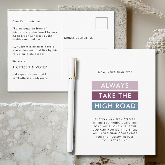 Take the High Road Typography for Congress Postcard (Take the High Road Bold Typography Postcard for Congress Revised for Safety)