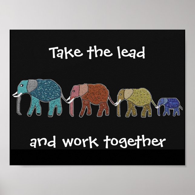 Take the Lead Elephants Motivational Poster (Front)
