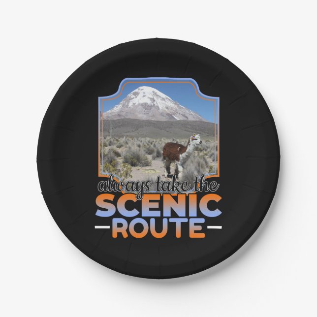 Take the Scenic Route - Llama Adventurer Paper Plates (Front)