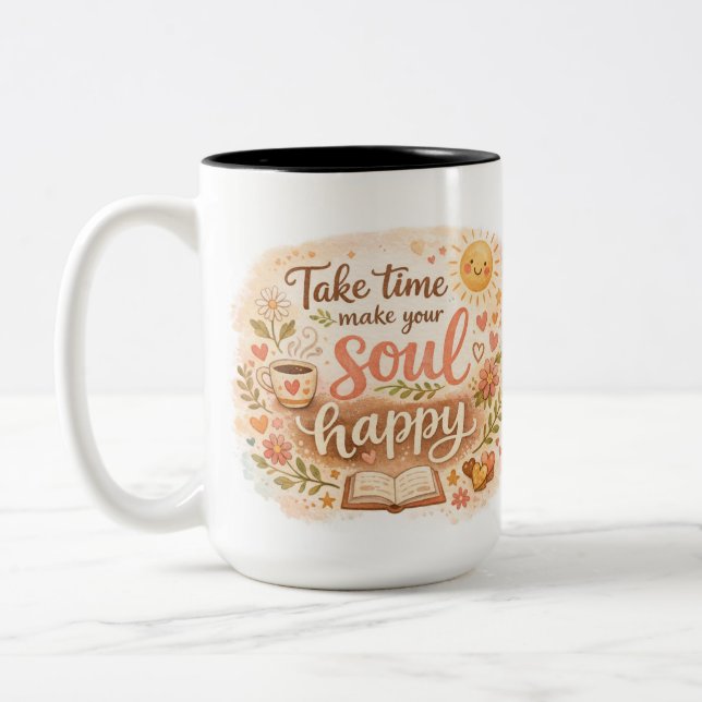 Take Time Make Your Soul Happy Self Care Mug Gift (Left)