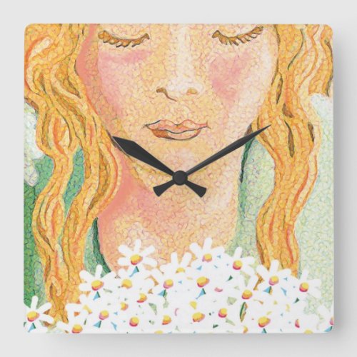 Take time out to smell the flowers square wall clock