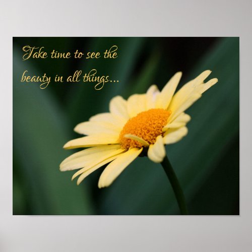 Take Time To Appreciate Daisy Inspirational Quote Poster