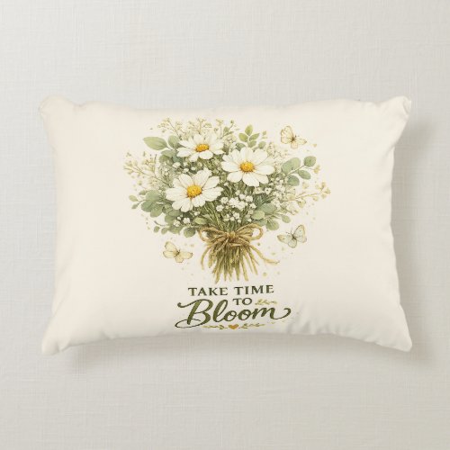 Take Time to Bloom |  Bouquet Design Accent Pillow