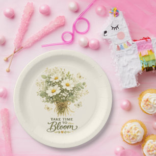 Take Time to Bloom Bouquet Design Paper Plates