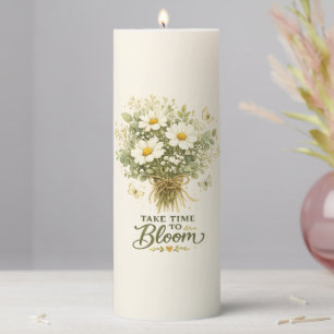 Take Time to Bloom Bouquet Design Pillar Candle