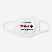 Take Time To Play Bridge Four Card Suits White Cotton Face Mask (Front)