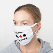 Take Time To Play Bridge Four Card Suits White Cotton Face Mask (Angled)