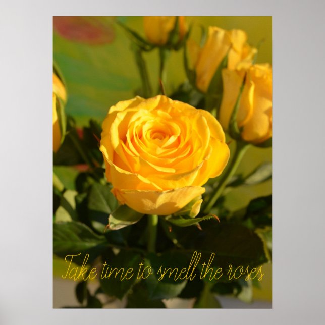 Take time to smell  the yellow rose custom photo   poster (Front)