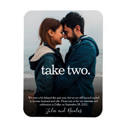 Take Two Modern Postponement Save the Date Magnet