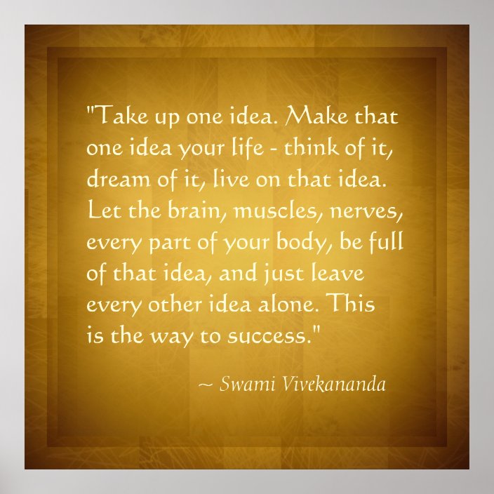Take Up One Idea Swami Vivekananda Success Quote Poster Zazzle Com