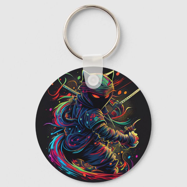 Take Your Ninja Cat Everywhere with a Keychain (Front)